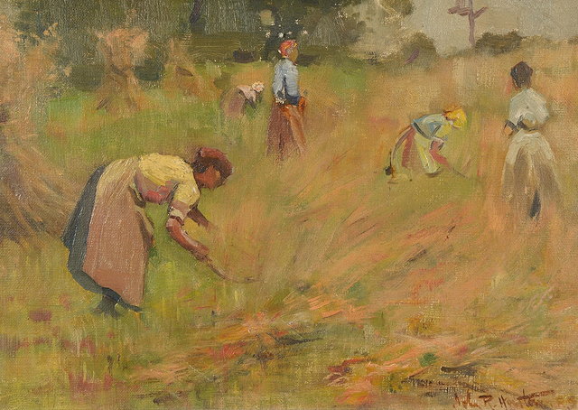 Appraisal: JOHN RENNIE MCKENZIE HOUSTON - The harvesters signed oils on