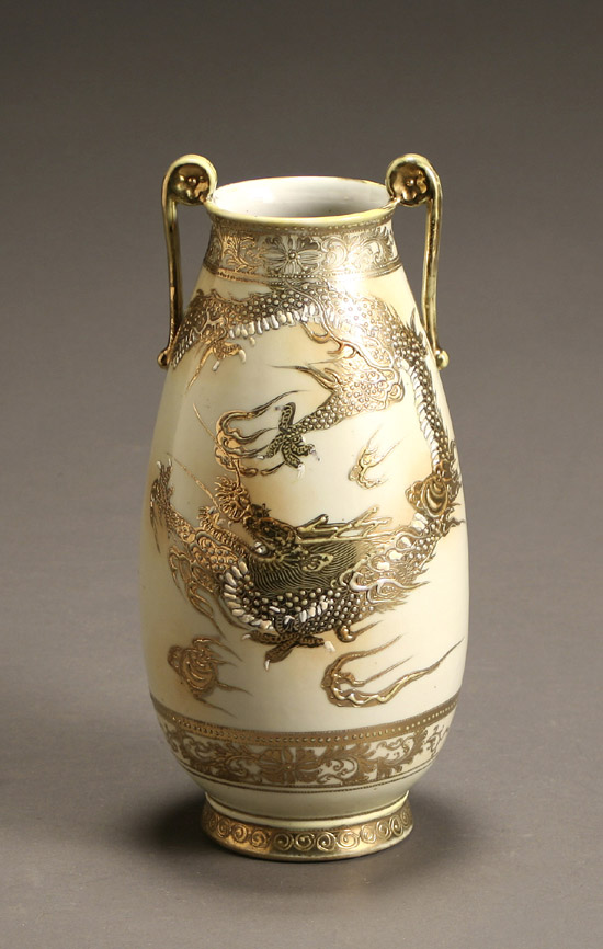 Appraisal: The Yamato Nippon Gilt Beaded 'Dragon' Vase Magenta Printed Mark