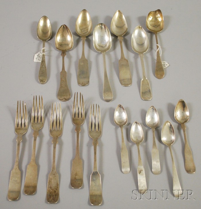 Appraisal: Approximately Seventeen Pieces of Coin and Sterling Silver Flatware makers