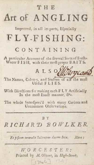 Appraisal: Bowlker Richard The Art of Angling Improved first edition lacking