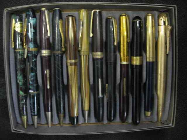 Appraisal: Tray of Old Fountain Pens and Pencils including gold-filled Ronson