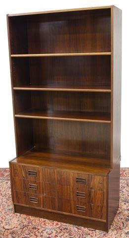 Appraisal: Danish mid-century modern rosewood bookcase c s upper section having