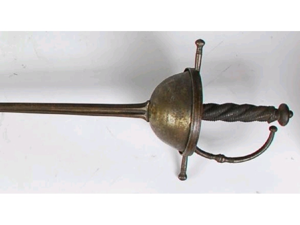 Appraisal: ANTIQUE CUP HILTED STEEL RAPIER the plain cup applied with