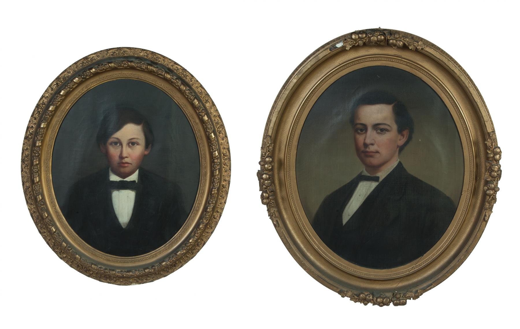 Appraisal: TWO FAMILY PORTRAITS ATTRIBUTED TO JOHN C CRAWFORD OHIO -