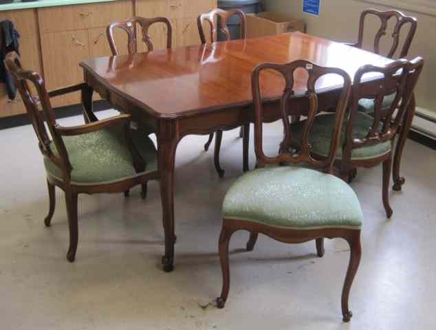 Appraisal: CHERRY FRENCH PROVINCIAL STYLE DINING TABLE AND CHAIR SET Drexel