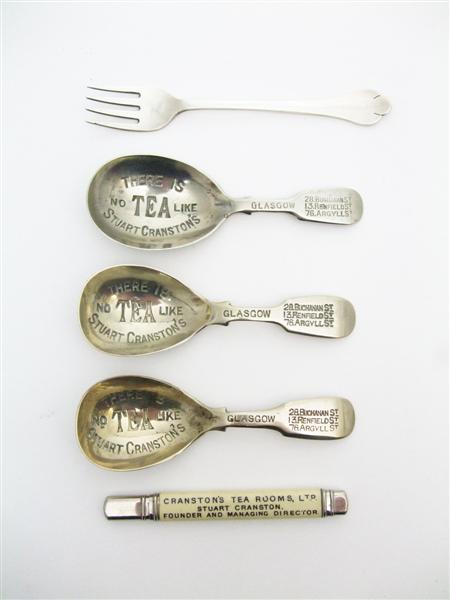 Appraisal: CHARLES RENNIE MACKINTOSH 'MISS CRANSTON'S' CAKE FORK CIRCA silver plate