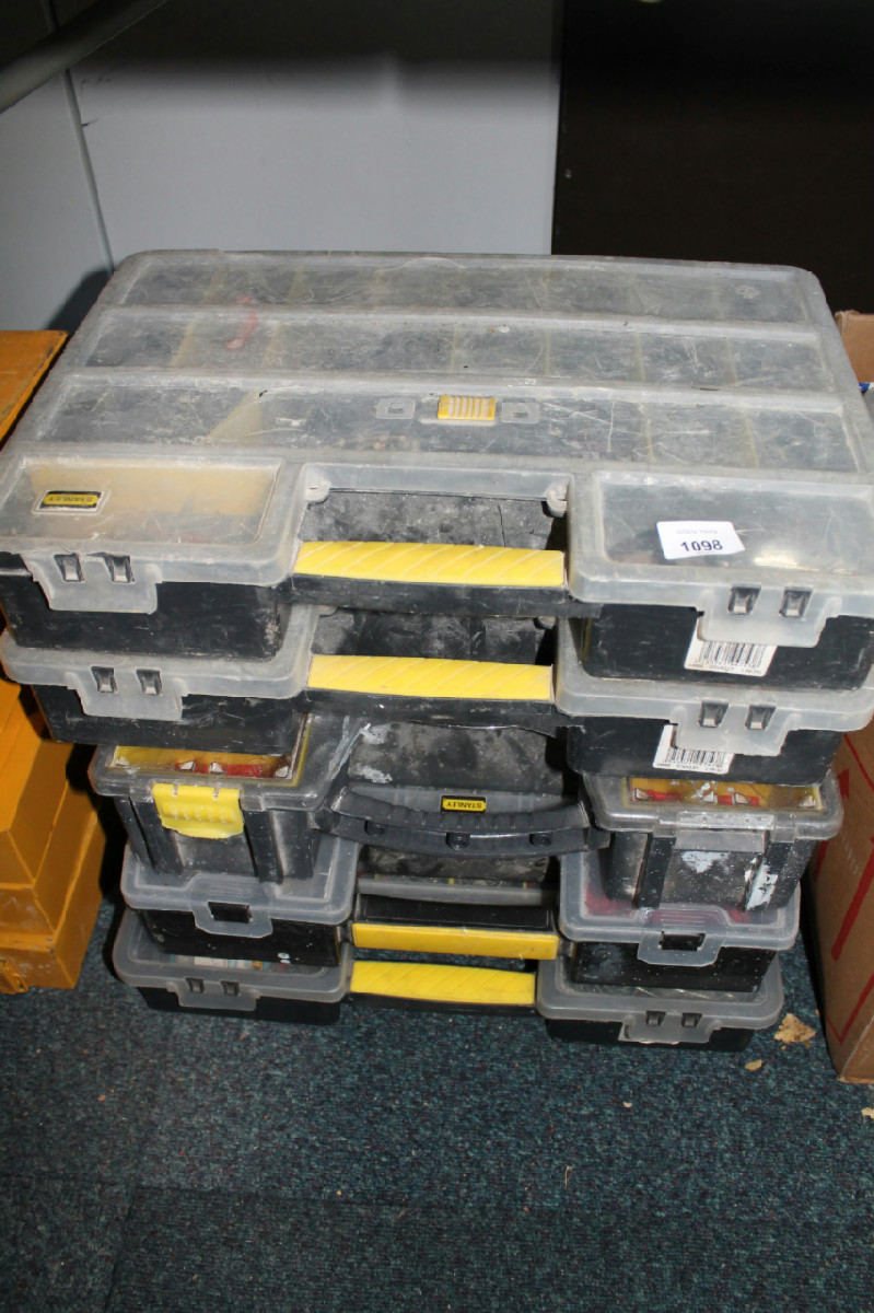 Appraisal: Five Stanley cases containing screws nuts bolts etc