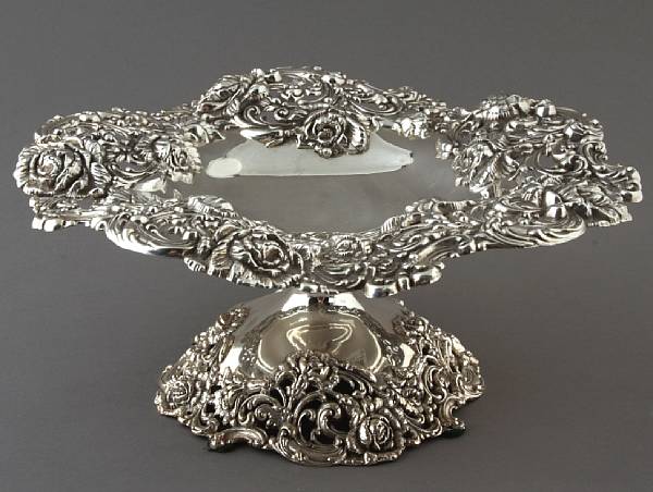 Appraisal: A pair of sterling tazza With repousse ornament and reticulated