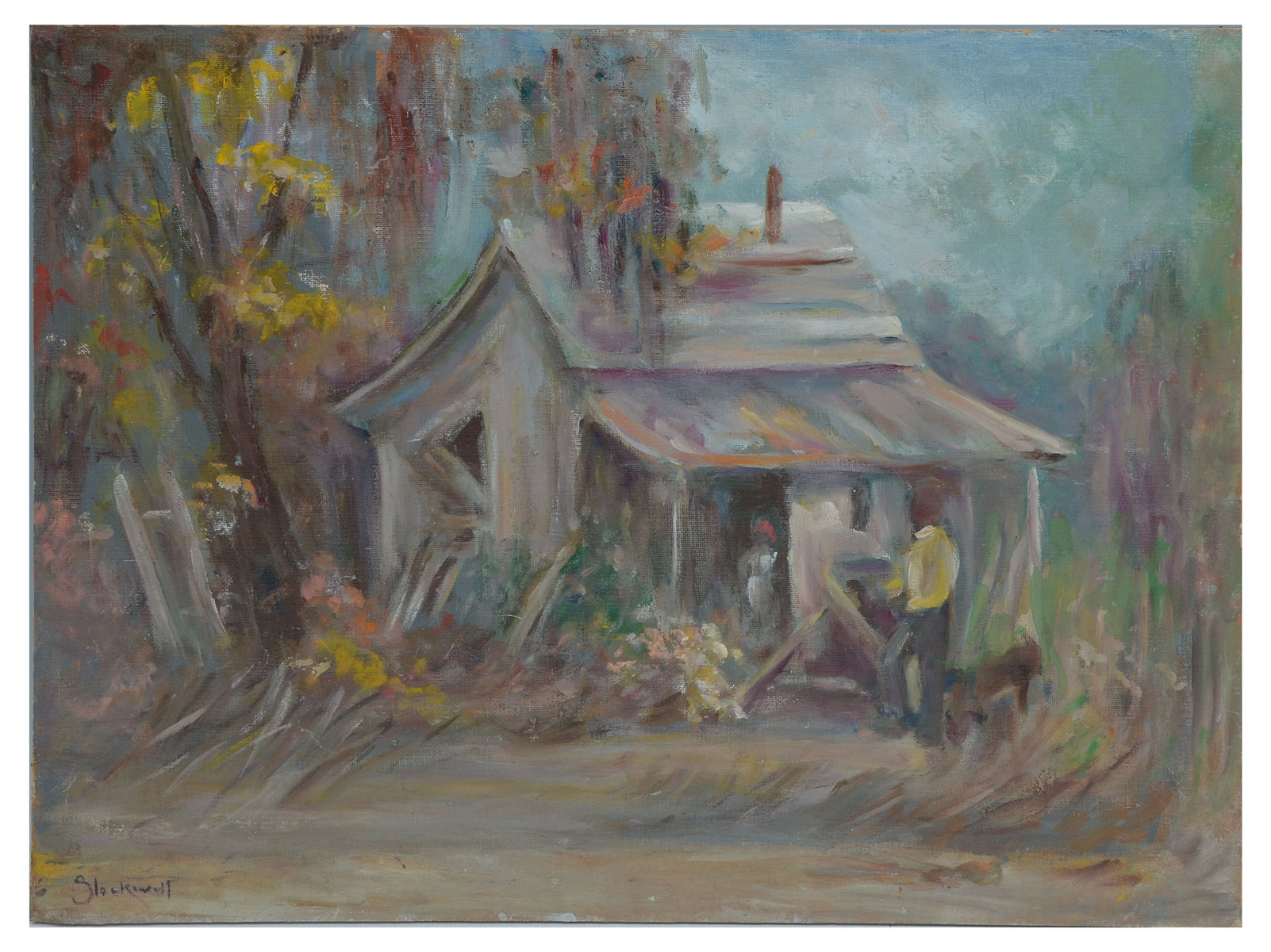 Appraisal: STOCKWELL Catherine Haynes American - Cabin Scene with African American