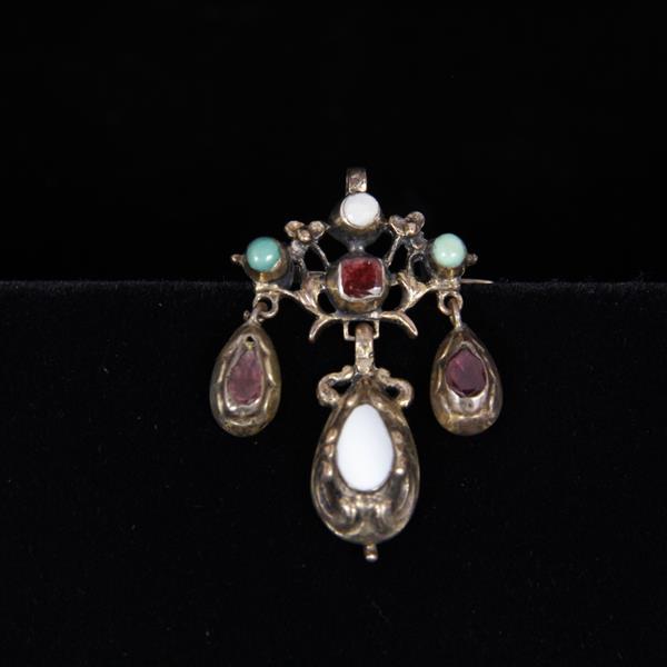 Appraisal: Austro Hungarian silver lapel pin with semi precious stones H