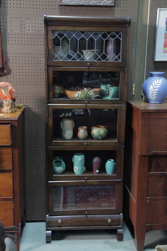 Appraisal: STACKED BOOKCASE Walnut five stack bookcase with leaded top door