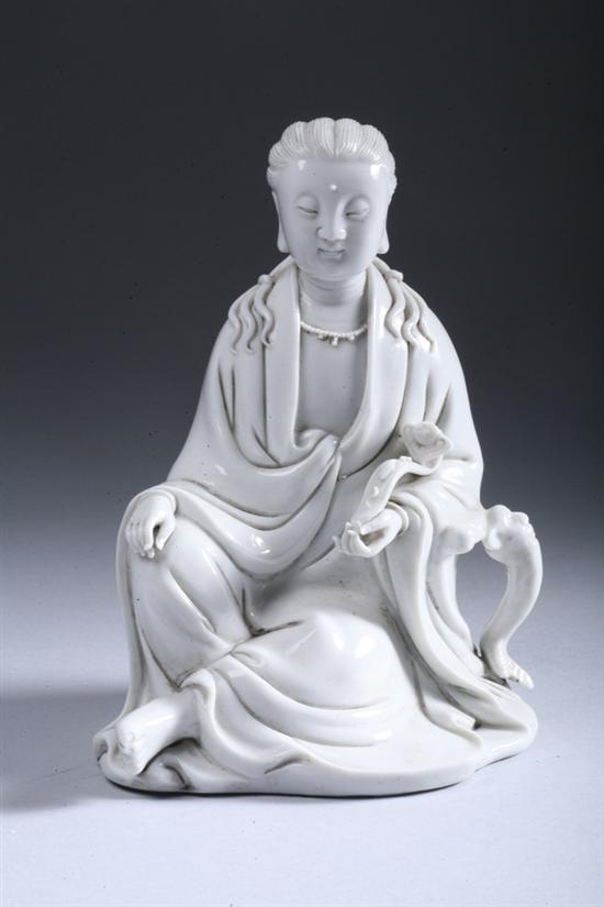 Appraisal: CHINESE BLANC-DE-CHINE PORCELAIN FIGURE OF GUANYIN - in high