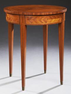 Appraisal: French Inlaid Mahogany Louis XVI Style Gueridon l French Inlaid