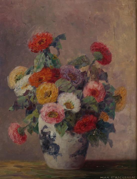 Appraisal: MAX THEODOR STRECKENBACH German - ZINNIAS IN A BLUE AND