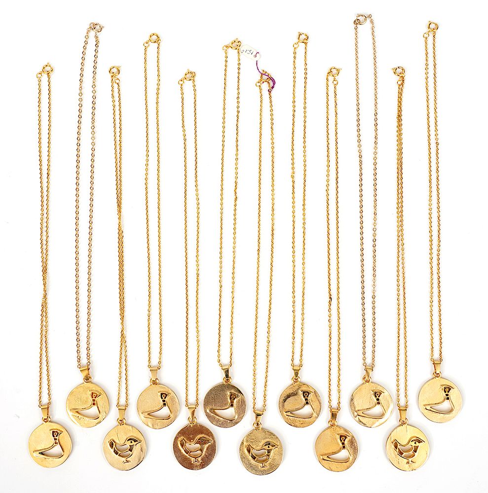 Appraisal: Gold Plated Necklaces by Bernard Chaudron Bernard Chaudron gold plated