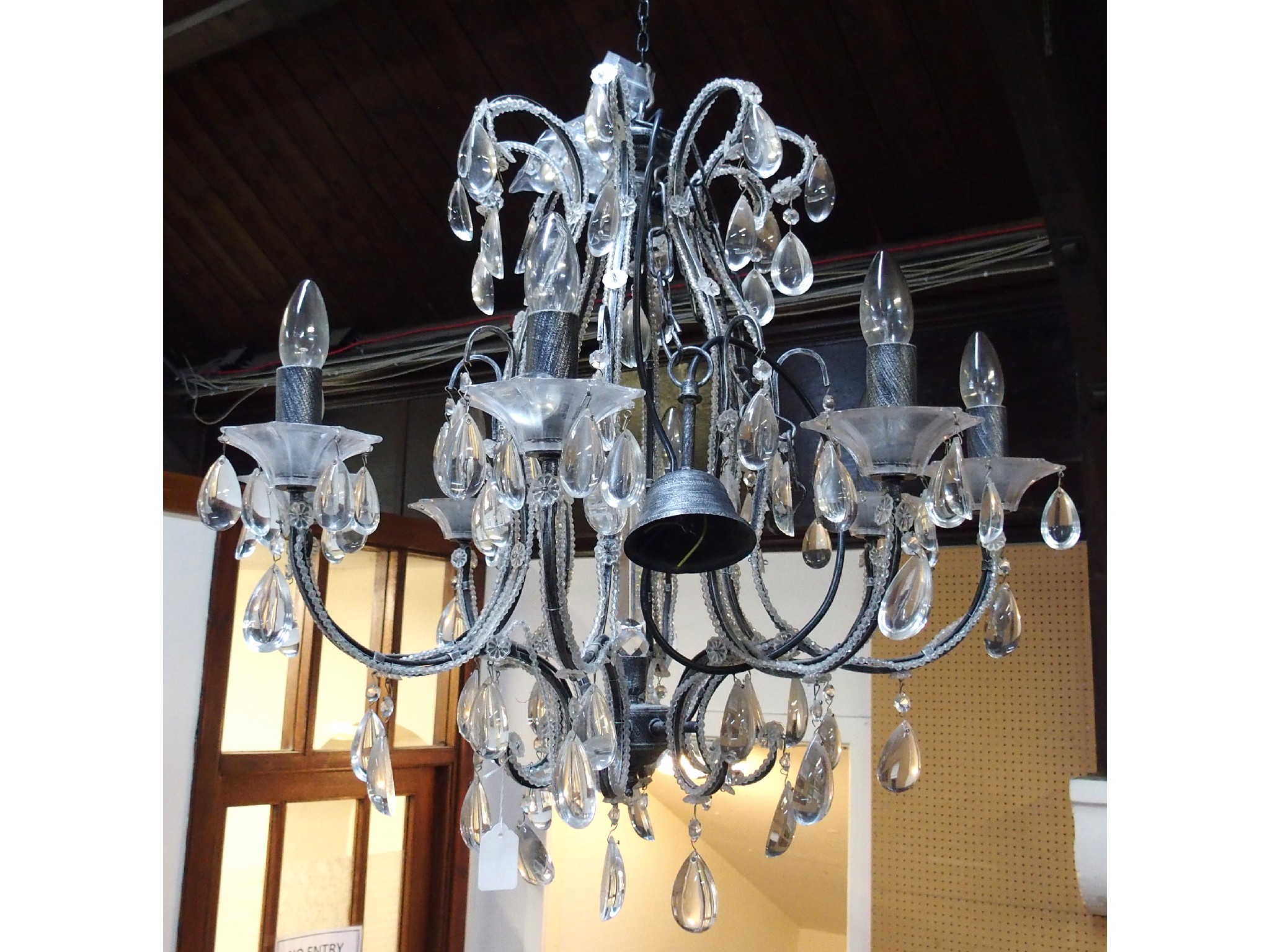 Appraisal: Multi arm chandelier with clear drops