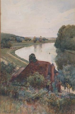 Appraisal: ALFRED EAST RIBA - The Dee south of Chester watercolour