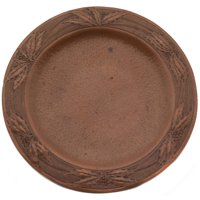 Appraisal: Fine Jarvie card tray round shape with tooled organic designs