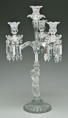 Appraisal: Baccarat candelabra three scrolled arms below floral finial above frosted