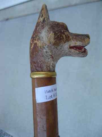 Appraisal: Carved Wooden Dog Handle Umbrella signed Brigg London ''