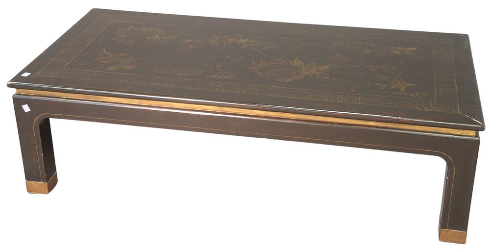 Appraisal: Asian Style Black Lacquer and Gilt Decorated Coffee Table brass