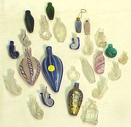 Appraisal: Collection of Venetian glass scent bottles including foiled colorless ribbon