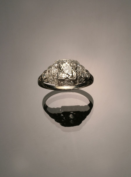 Appraisal: Art Deco Platinum Solitaire Diamond Ring Circa - Set with