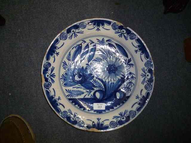 Appraisal: AN TH CENTURY DUTCH DELFT BLUE AND WHITE CHARGER the