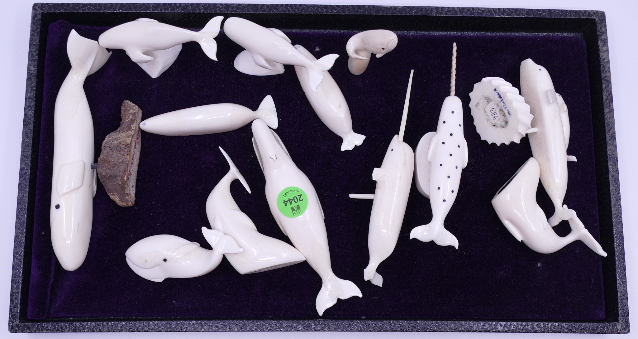 Appraisal: pc Inuit Scrimshawed Whale Narwhal Figures