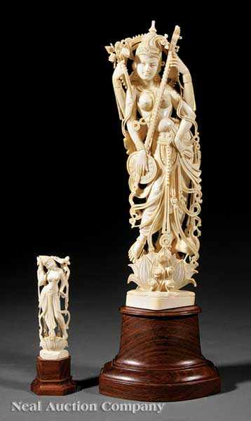 Appraisal: Two Indian or Southeast Asian Carved Ivory Figures of Parvati