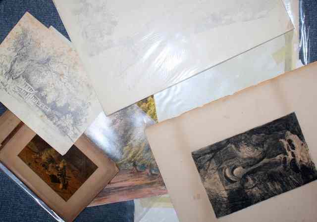 Appraisal: TWO FOLIOS CONTAINING ASSORTED UNFRAMED WATERCOLOURS TO INCLUDE a sketch