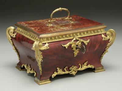 Appraisal: Ormolu mounted tortoise box sewing or jewelry cask bomb eacute