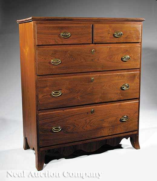 Appraisal: An American Federal Walnut Chest c Pennsylvania two drawers over