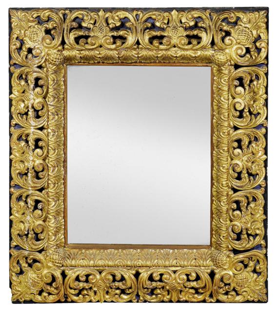 Appraisal: IMPORTANT MIRROR Baroque Italy circa Richly carved and parcel gilt