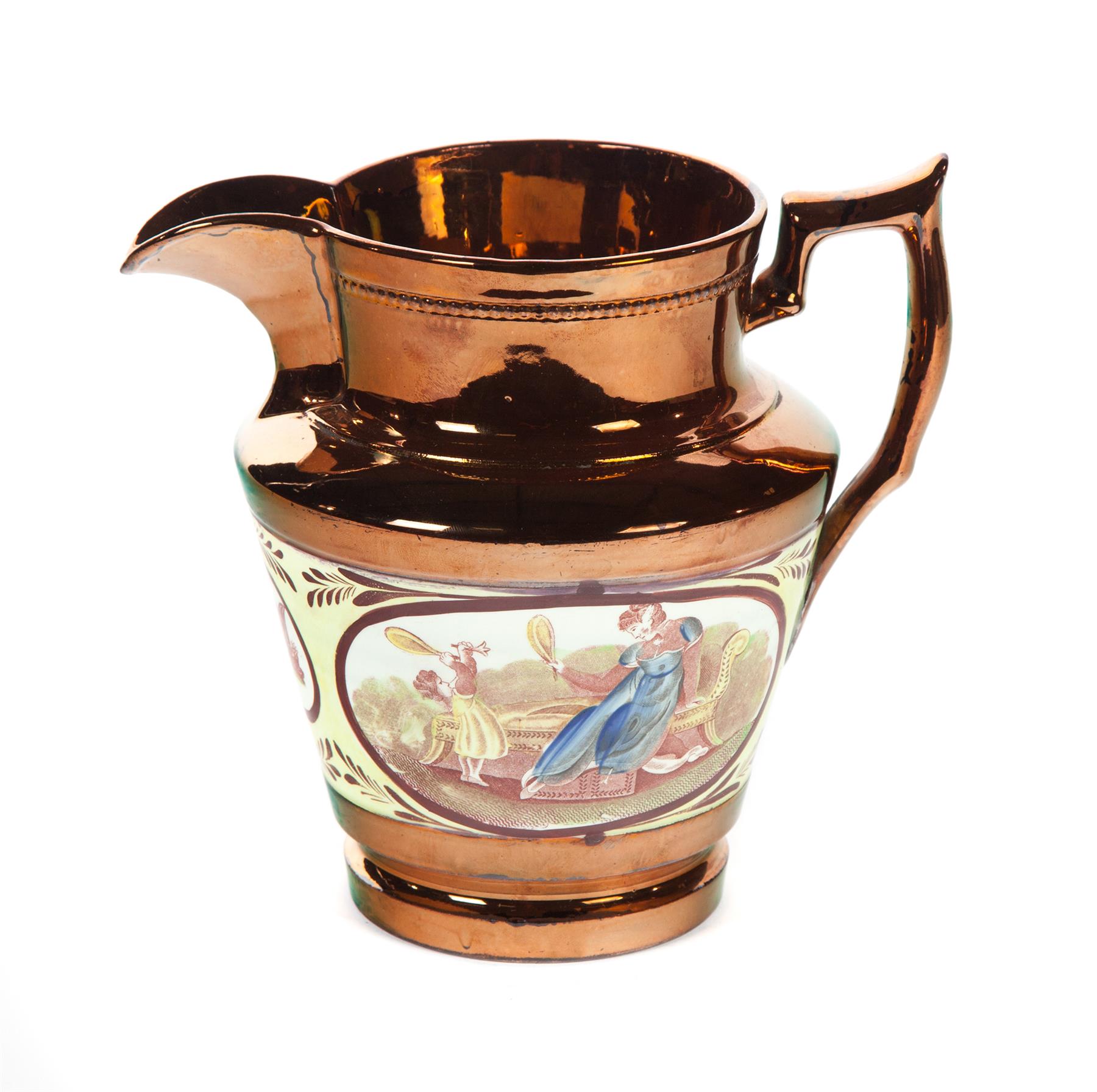 Appraisal: COPPER LUSTRE PITCHER WITH CANARY BAND England mid th century