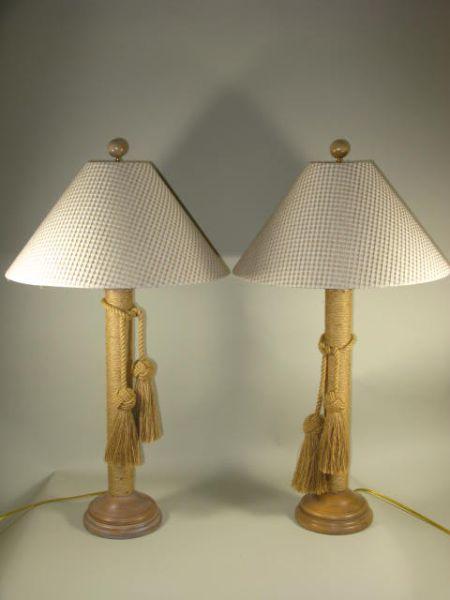 Appraisal: Pair of Table Lamps wound with sisal and with tassels