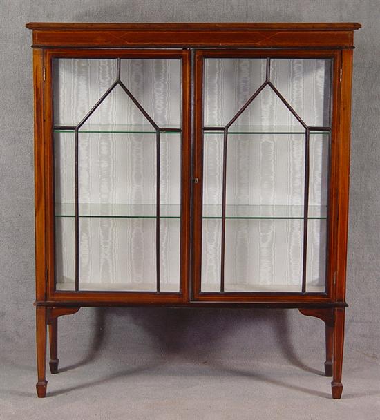 Appraisal: French Hepplewhite Style Vitrine Circa String inlay throughout Mahogany and