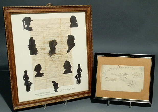 Appraisal: Framed letter dated My beloved son with applied hand-cut silhouettes