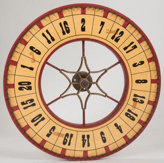 Appraisal: Carnival Wheel Double-sided wooden wheel with hand painted numerals diam