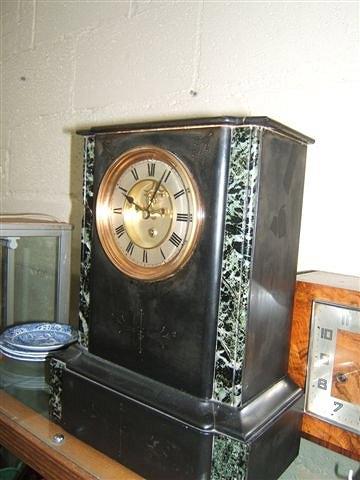 Appraisal: A late th Century Continental slate mantel timepiece the case