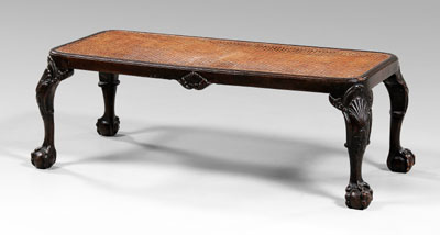 Appraisal: Fine Chippendale carved bench mahogany throughout with caned seat shell