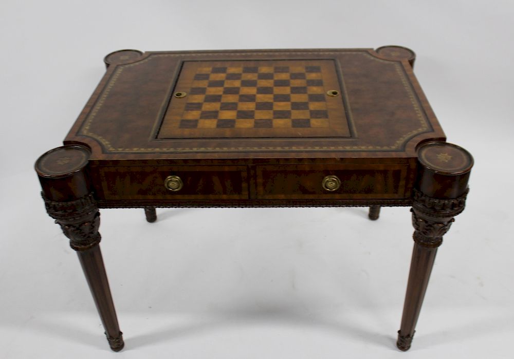 Appraisal: Maitland-Smith Leathertop Game Table Good looking table with interchangeable game