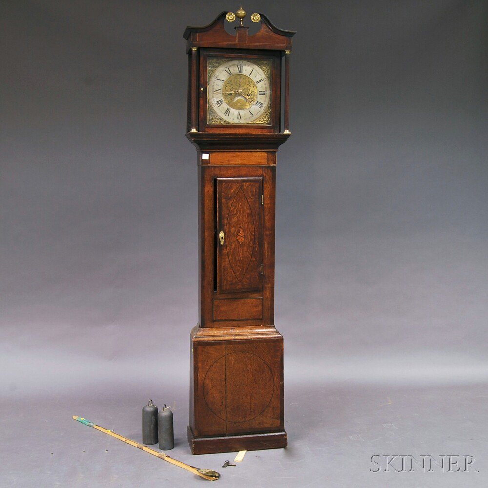 Appraisal: George III Oak and Mahogany Long Case Clock late th