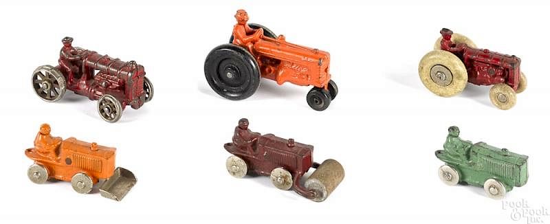 Appraisal: Six small cast iron tractors Six small cast iron tractors