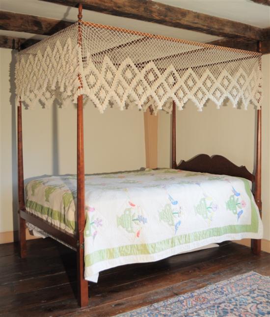 Appraisal: Four-poster tester bed full size with tapering octagonal posts block