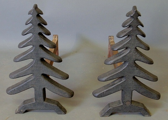 Appraisal: Pair of Christmas tree form andirons h x d