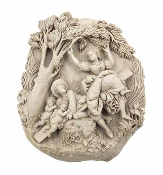 Appraisal: An Italian Carved Lava Relief Il Giuoco Dell'Altalena depicting a