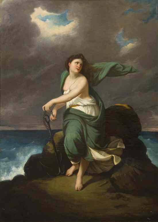 Appraisal: Continental School th century Woman with Anchor oil on canvas