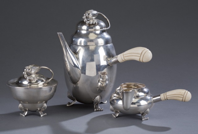 Appraisal: Three Piece Sterling Coffee Set In the style of Georg