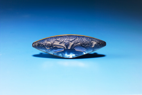 Appraisal: R LALIQUE Brooch Vase de Bleuets blue glass with white